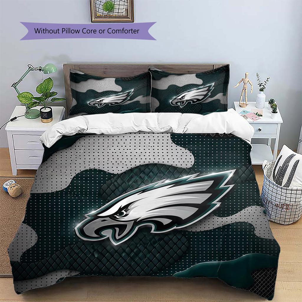 Philadelphia Eagles2 Pattern Bedding Quilt Set  Home Decoration  Gift (1 * Duvet Cover + 2 * Pillowcase  Without Core)