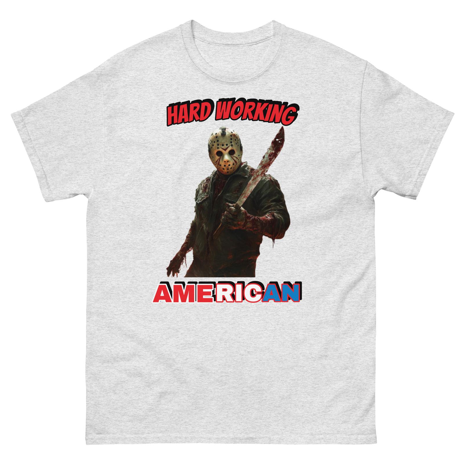 Jason Voorhees T-Shirt Mens Womens Tees Top Hard Working American Jason Friday the 13th Tee Horror 3XL