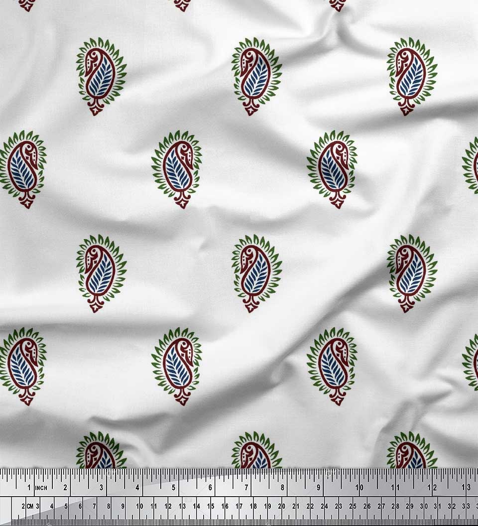 

Японська креп-атласна тканина Soimoi Тканина з принтом Пейслі, 1 метр 42 дюйма 42 Inch Wide - Poly Crepe білий