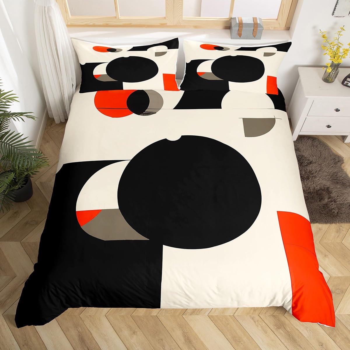 

Vintage Abstract Pattern Duvet Cover Queen King Size Vivid Floral Soft Bedding Set Perfect For All Seasons Warm And Bright 3 Pcs EU Single(135x200cm)