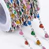 Factory Supply Stainless Steel Enamel Glitter Heart Chain Link Cute Waterproof Finding for Necklace Bracelet Jewelry Diy Making