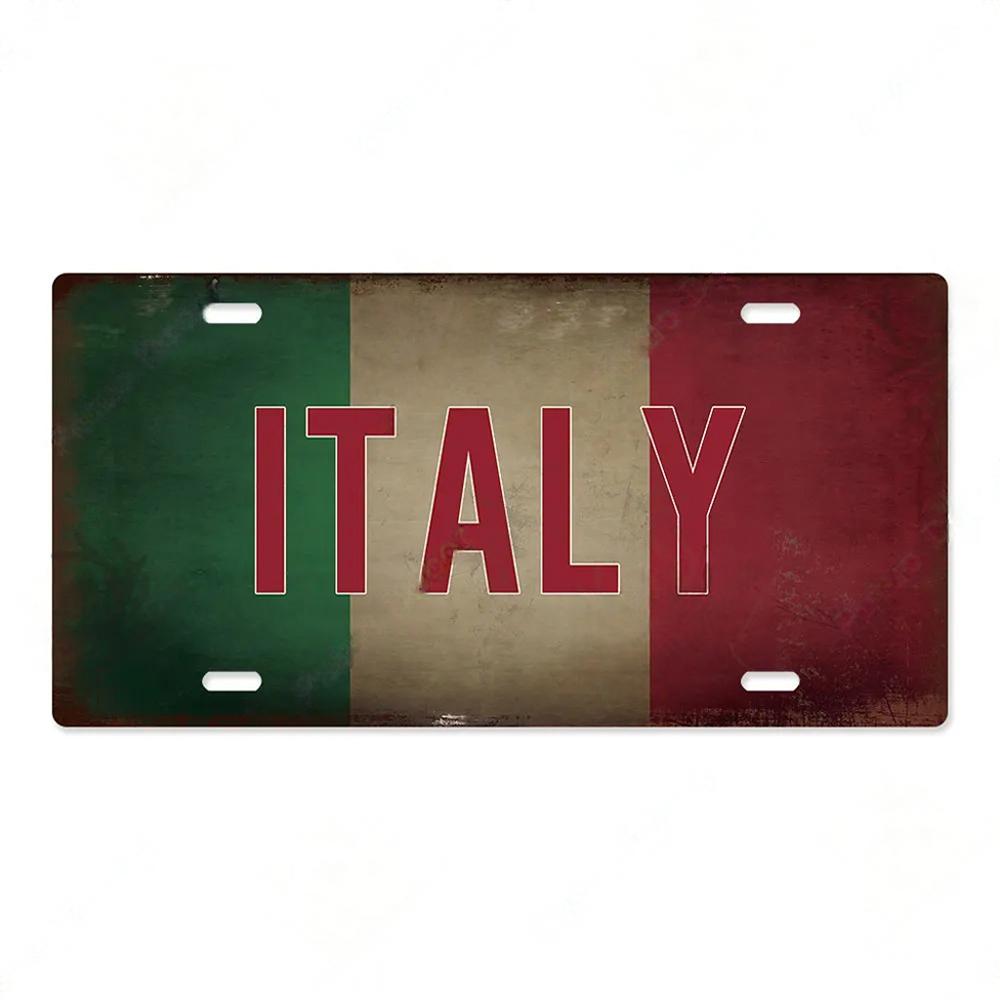 FJ Country National Flag Metal TinSigns Decor License Plate Plaque Metal Vintage Home Wall Decoration for Bar Pub Man Cave