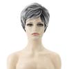 Synthetic Short Wave Wigs With Bangs Women Black Gray Wig Women Layered Hair for Daily Cosplay Heat Resistant Fibre