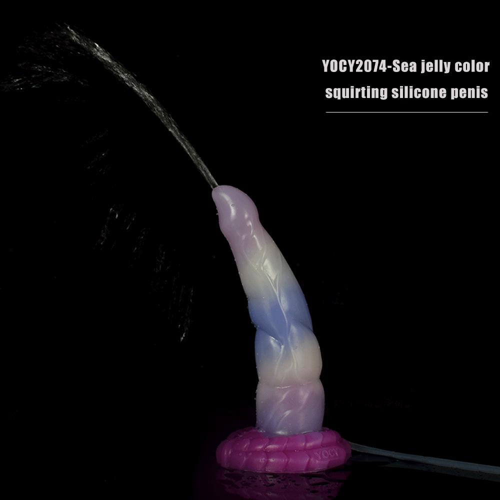 Suction Dildo Faak Squirt With Cup Silicone Curved Anal Plug Syringe Tube Spray Ejaculation Penis Gspot Stimulate Sex Toys Shop