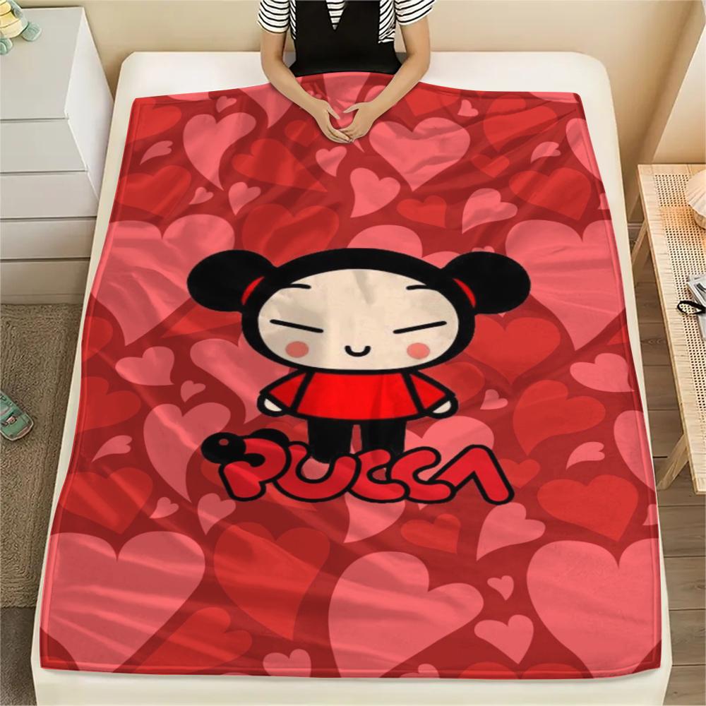 1PC PUCCA Print Flannel Blanket, High quality Comfortable for All Seasons, Home Decor, Warmth and Comfort, Perfect for Christmas Gifts123