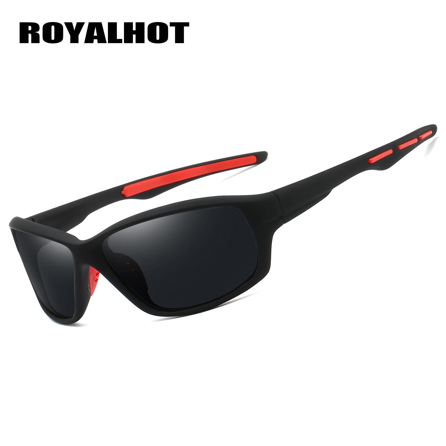 

RoyalHot унисекс поляризационные синие линзы в оправе спортивные солнцезащитные очки винтажные солнцезащитные очки ретро очки оттенки, UV400 чёрный/красный