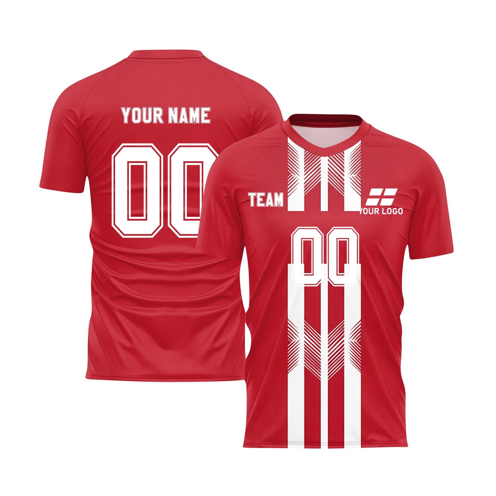 

Personalised Tops Shirts Mens Girls With Name Number Custom Football Jerseys For Boys Training Suit XS червоний