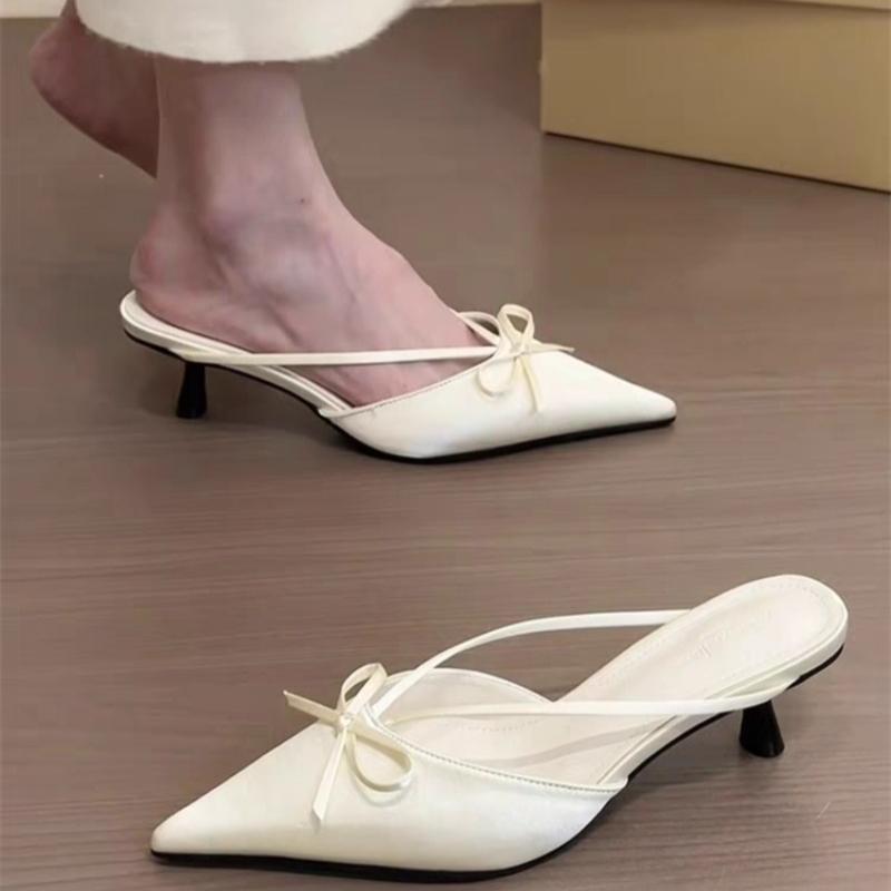 Fashion Pointy Fashion Single-shoe Women 2025 New Summer Stiletto Sandals French with Skirt Temperament Pink High Heels Kawaii Shoes