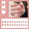 2025 Newest 24Pcs/Set Nail Art French Fake Nails Set With Glue Abs Plastic - Simple Short Nail Stickers