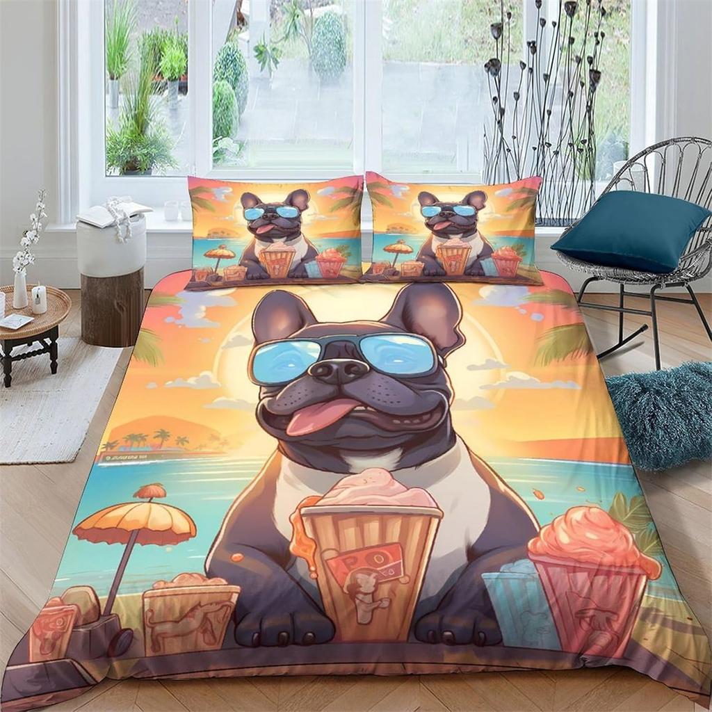 Animal French Bulldog Bedding Set Print Single/Twin/Full/Queen/King Size For Adult Bedroom Duvetcover Sets Animal Boy Gift