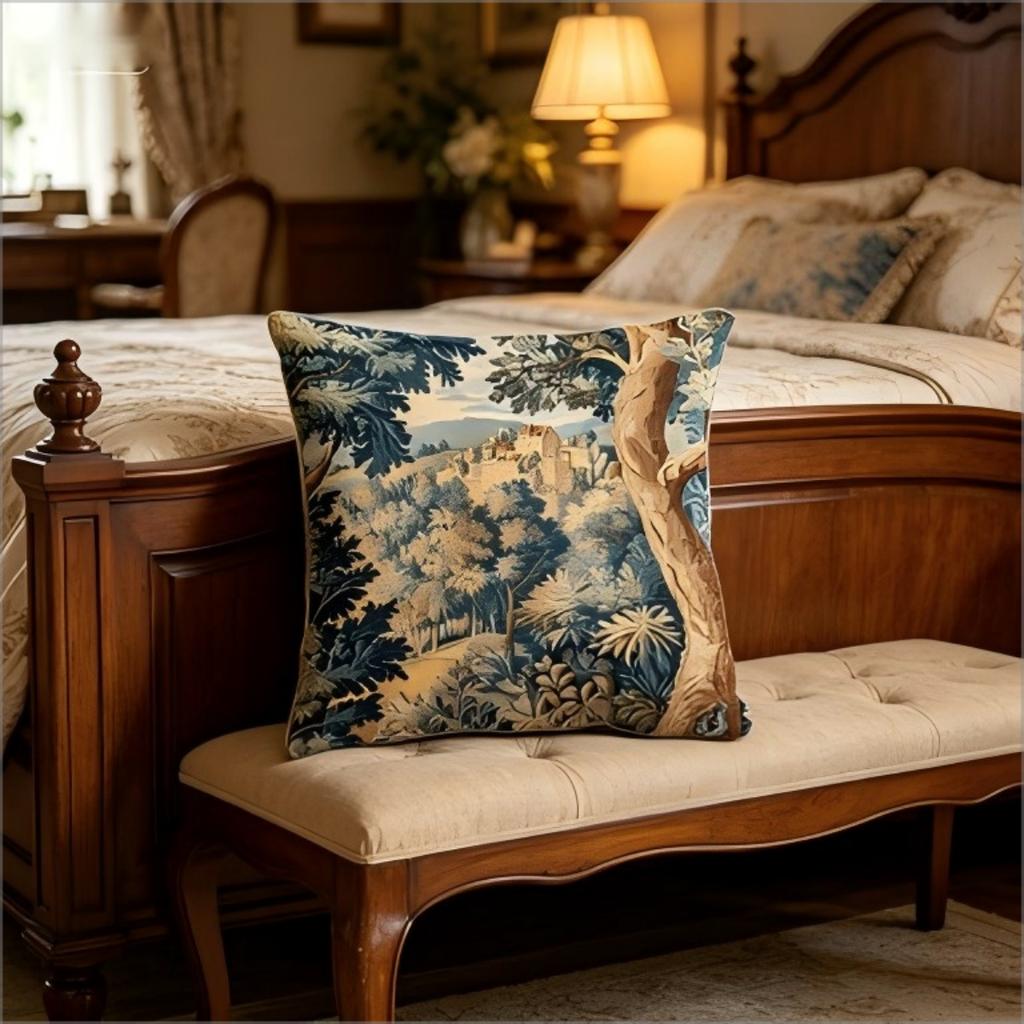 Medieval Castle Forest Tapestry Throw Pillow Cover Vintage European Landscape Art Decorative Cushion Case For Bedroom Home Decor