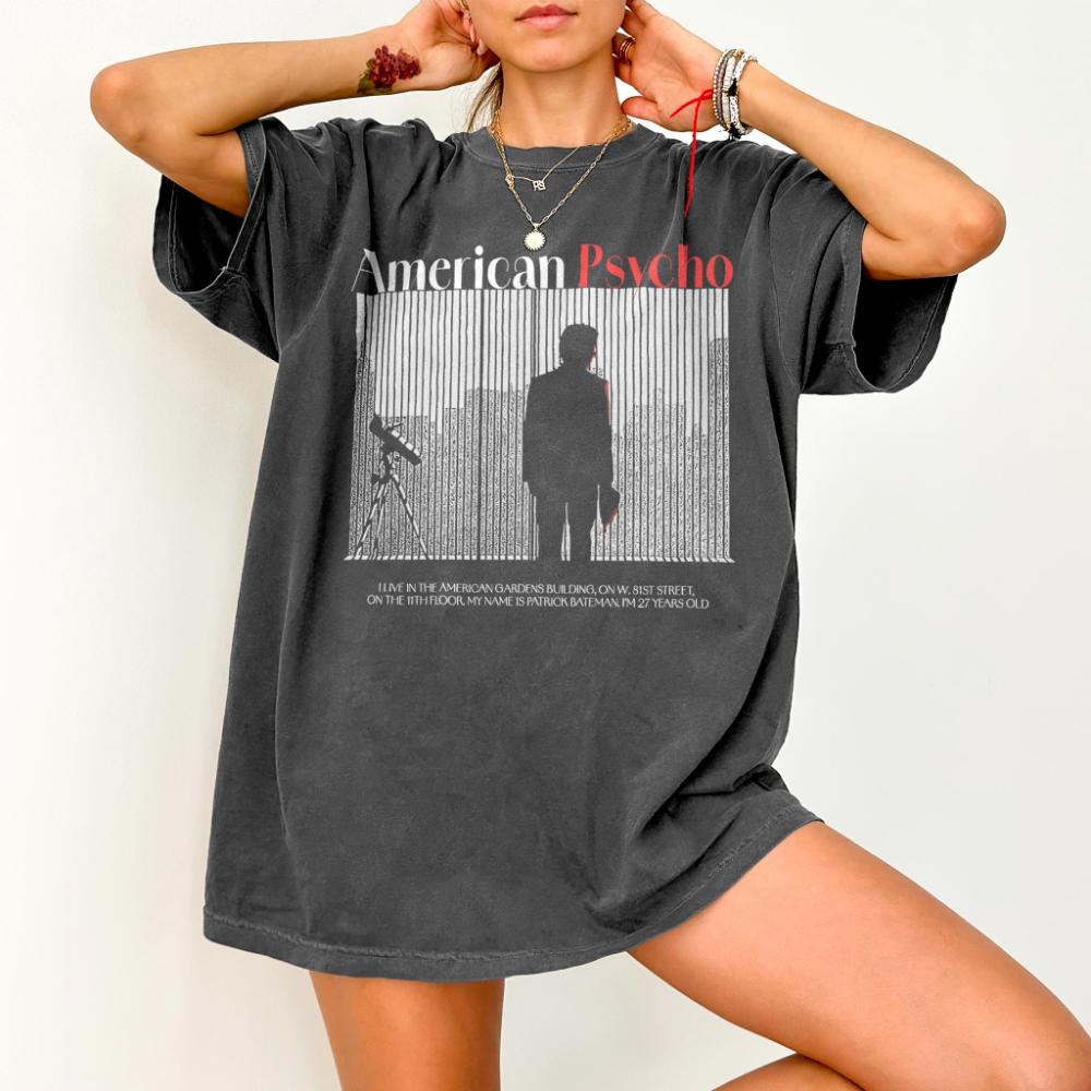 Patrick BateUnisex TShirt Cult Psychological Thriller Cinema Tee Shirt Graphic Short Sleeve Shirt Unisex Unisex Women AllSeason