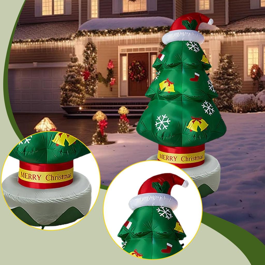 Lighted Up Inflatable Christmas Tree Outdoor Weatherproof Polyester Sculpture for Kids Gift Party Decoration
