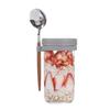 Stable Glass Cups with Lid and Spoon Functional Glass Oats Container With Lid And Spoons Perfect For Portable Meals