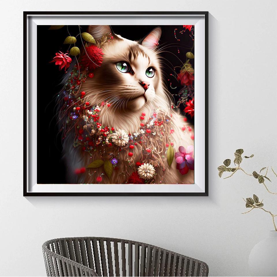 Neue Diamant Malerei Tier Voller Bohrer Stickerei Katze Bild Von Strass Mosaik Blumen Handarbeiten Wohnkultur