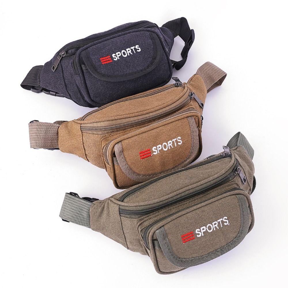 Canvas Waist Fanny Pack Large Capacity Climbing Belt Bag Men Molle Pouch  Outdoor Sports
