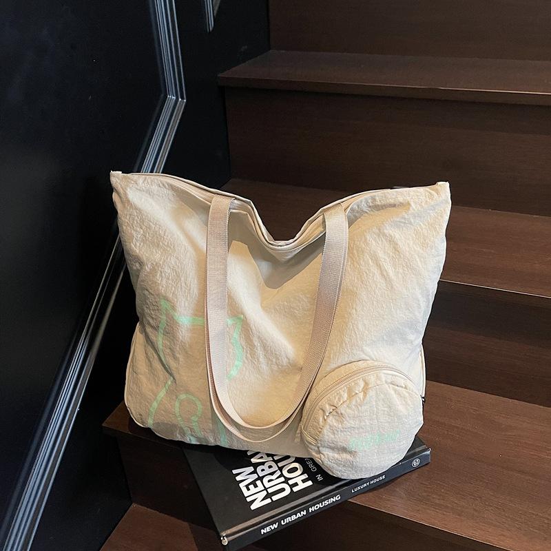 Foldable tote bag women's large-capacity storage shoulder bag sports fitness yoga bag handbag