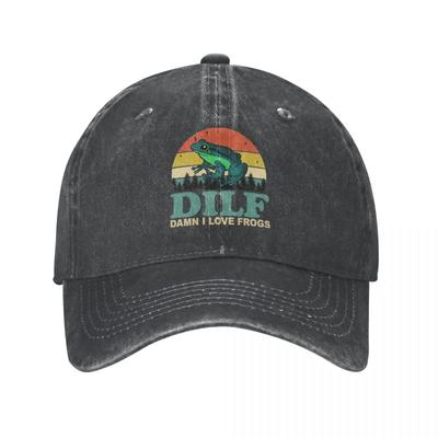 Spring Autumn Dad DILF Damn I Love Frogs Baseball Cap Casual Hats Sport Washed Cotton Casquette