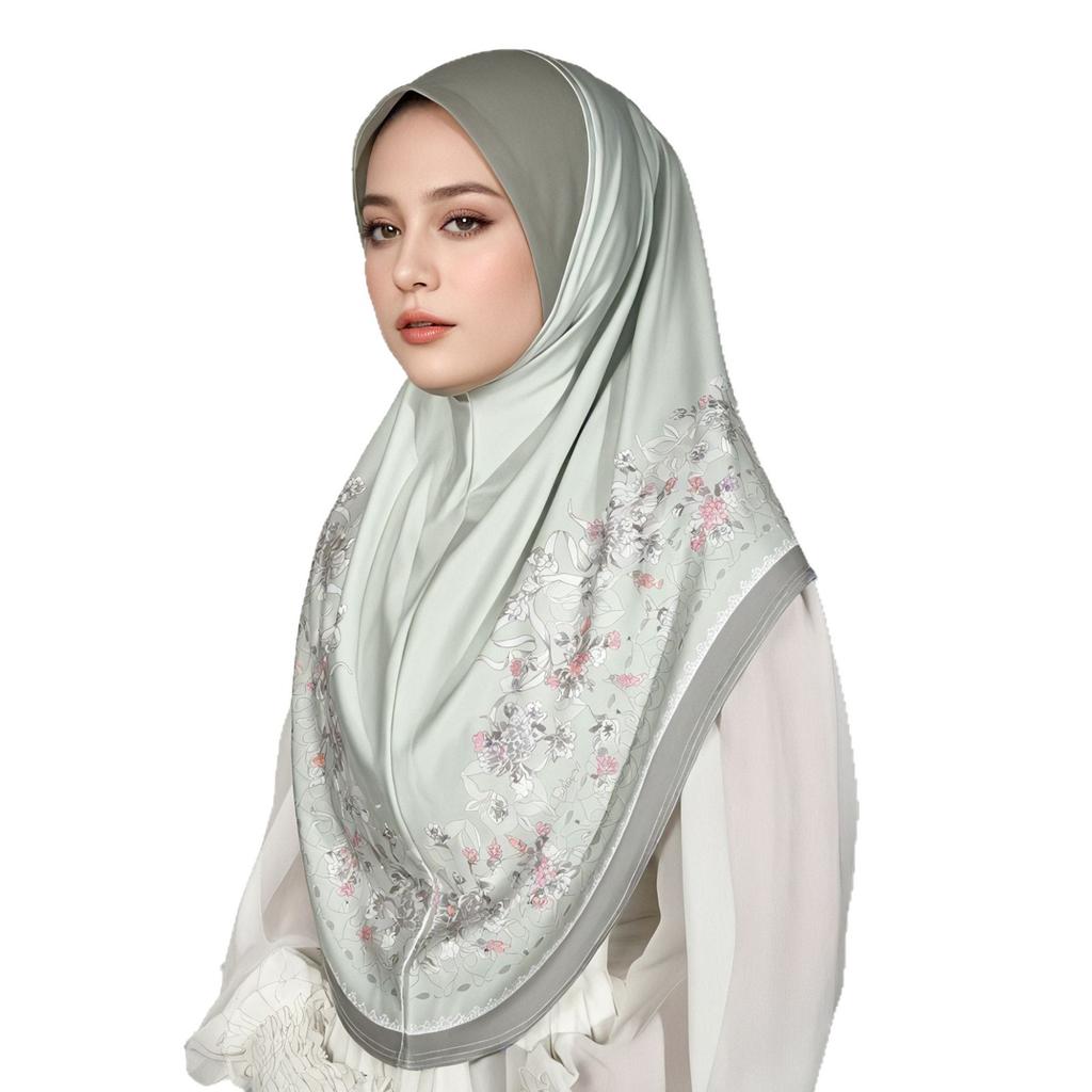 Muslim Hijabs Women Head Wrap Square Scarf Floral Print Turban Cap