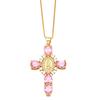 Light Zircon Cross Necklace Retro European Style Crucifix Pendant Chain  Church