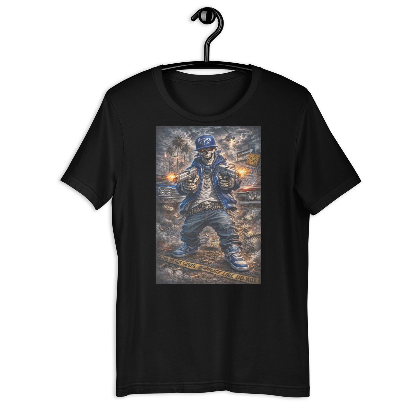 Homies in LA Skull Gangster Street Art Guns Urban Graphic T-Shirt S разноцветный