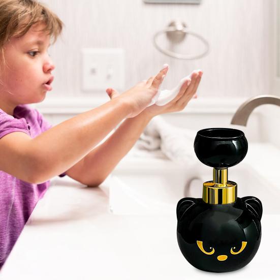 1/2Pcs Cat Paw Foam Soap Dispenser Black Kitty Themed Foaming Pump Bottle