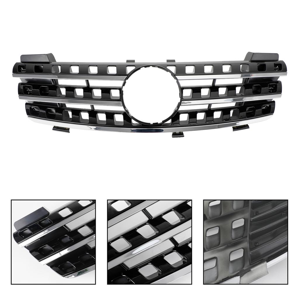 Front Grille Grill Fit Mercedes ML-Class W164 2005-2008 Chrome/Black