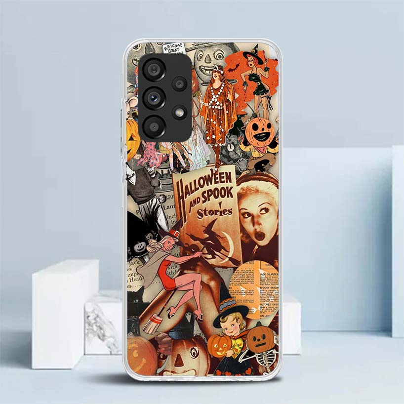 Halloween Fall Art Witch Cat Soft Cover for Samsung Galaxy A17 A37 A57 A16 A26 A36 A56 A15 A14 A55 Phone Case A13 A53 A25 A35 A2