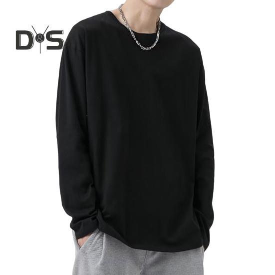 Pánské tričko s kulatým výstřihem, dlouhým rukávem, jednobarevné, pulovr, topy volného střihu, měkké prodyšné tričko, domácí posilovna, streetové oblečení