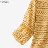ZANZEA Women Casual Round Neck Loose 3/4 Sleeve Print Blouse