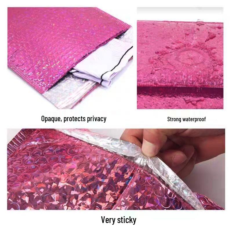 Laser Rose Gold Shockproof Bubble Bags for Clothing, Jewelry, Phone Cases