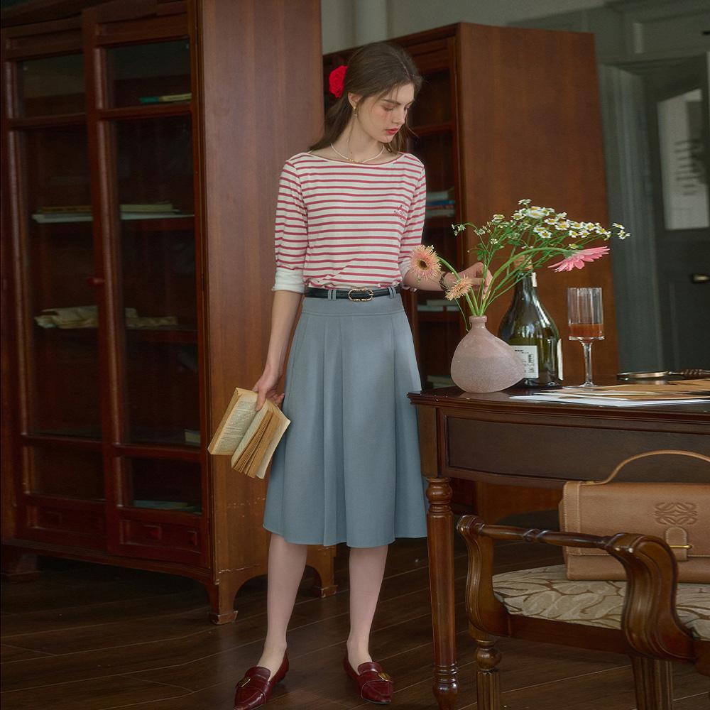 Simpeulleteulo Sr_Cat Embroidery Striped Top_2Color