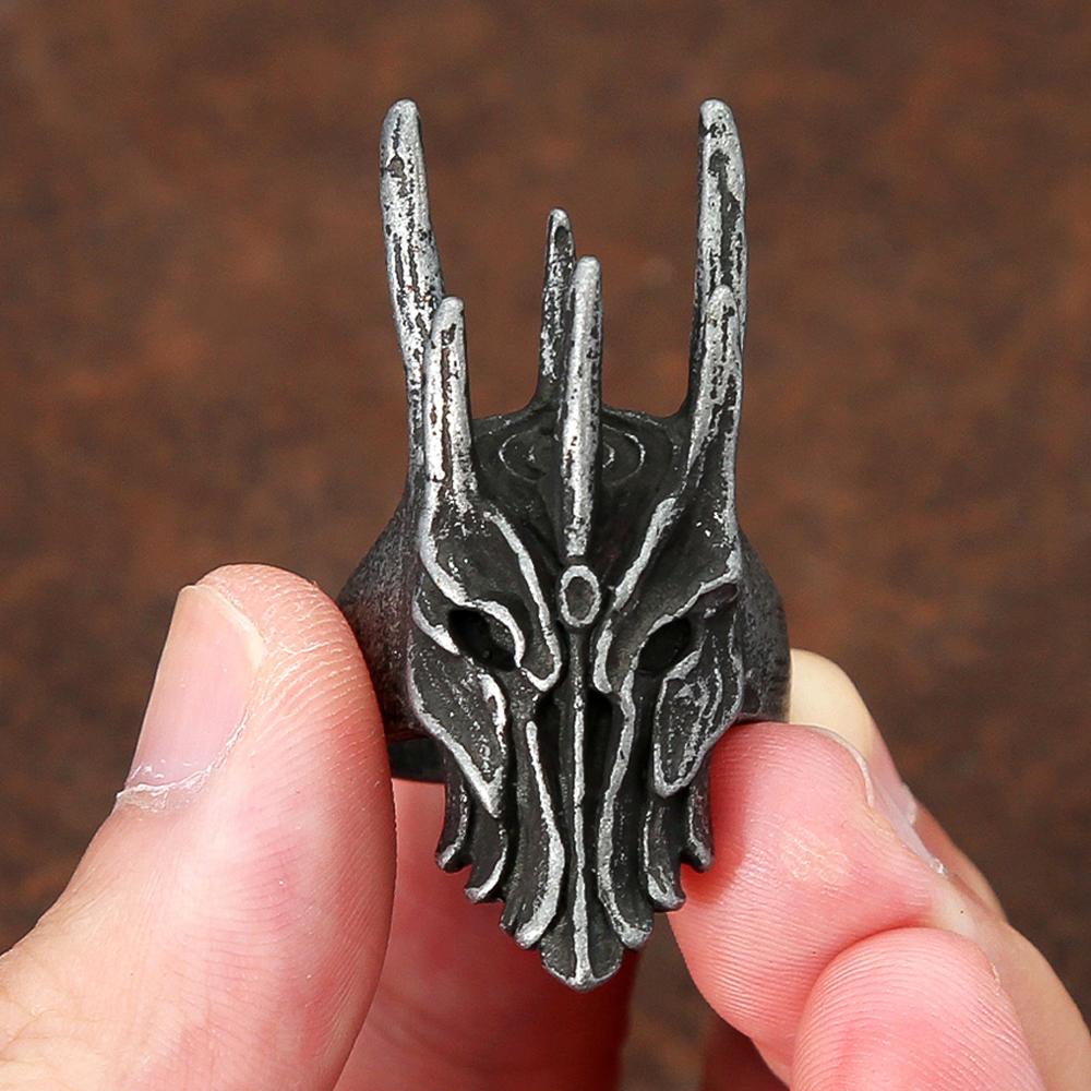 Vintage Black Helm of Sauron Ring For Men Women 316L Stainless Steel Punk Gothic Dragon Rings Fashion Jewelry Gifts Dropshipping