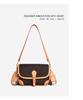 Women's Vintage Color Block Saddle Crossbody Bag - Large Capacity, Single Shoulder, Commuter Style 2025