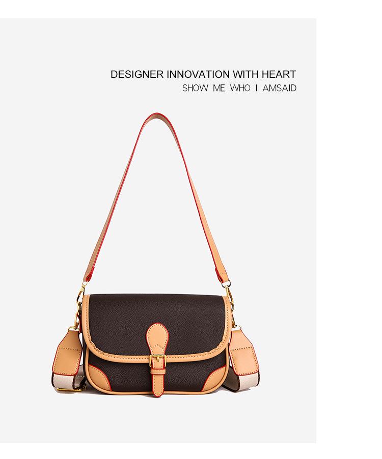 Women's Vintage Color Block Saddle Crossbody Bag - Large Capacity, Single Shoulder, Commuter Style 2025