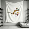 Calvin and Hobbes Wall Tapestry Aesthetic Wall Hanging Printed Fabric Blanket Decorative Tapestries for Bedroom Living Room Home Decor