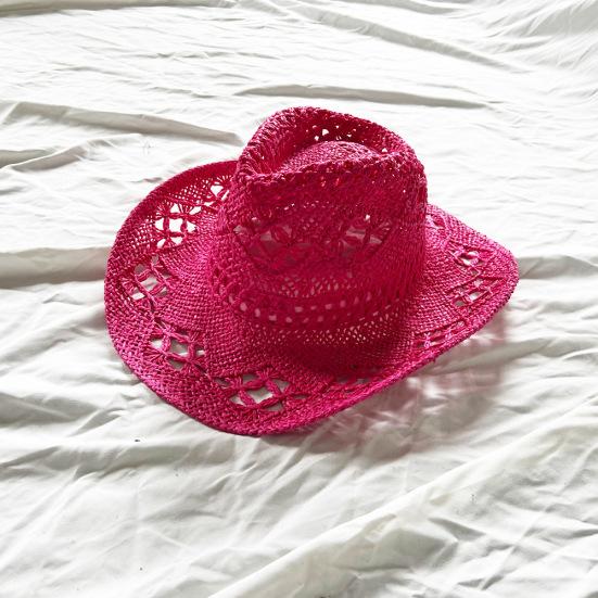 Women Straw Wide Brim Cowboy Hats, Western Cowgirl Hat for Holiday, Foldable Vacation Beach Sun Hat for Summer