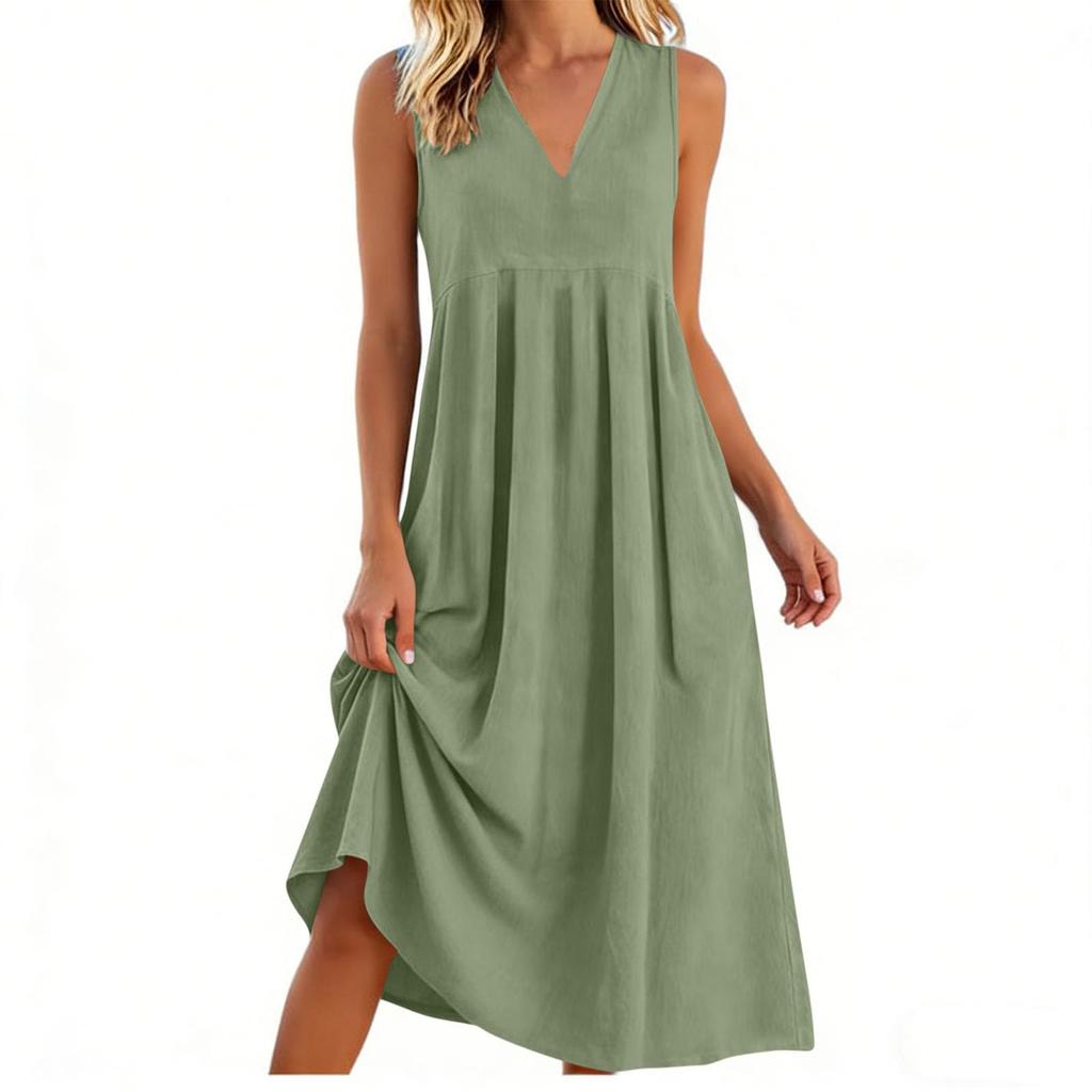Women's Color Sleeveless Slim Fit Fashionable Long Dress