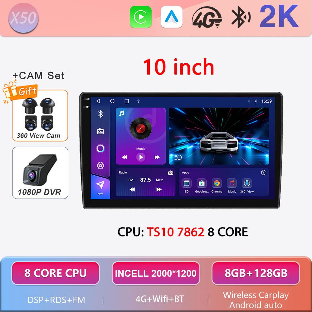 Autoradio Android 16 universel 9/10 pouces, CarPlay, Android Auto, GPS, lecteur multimédia, WiFi, écran QLED, BT 2 DIN
