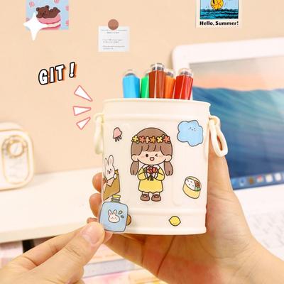 Plastic Pen Holder Cute Makeup Brush Storage Box Portable Stationery Storage Box  Student