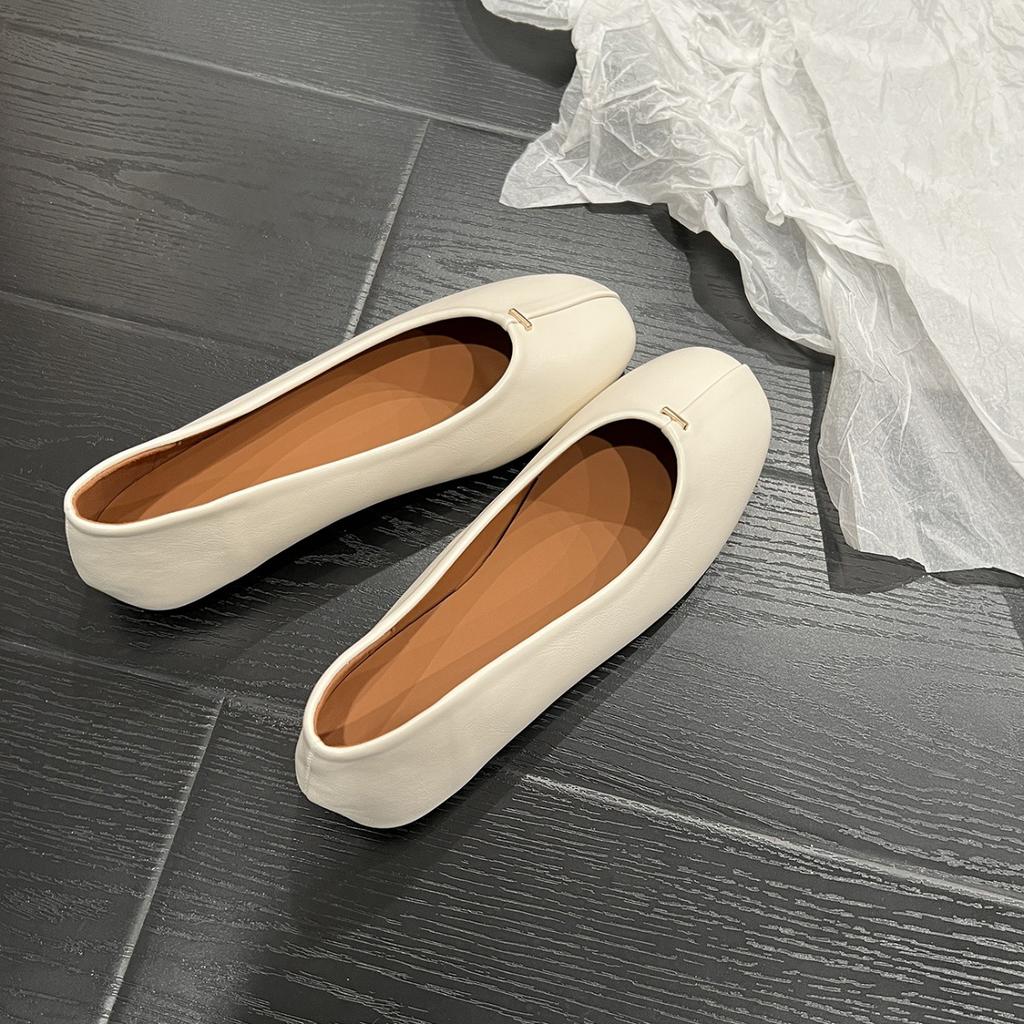 Cowhide version~ Genuine leather retro shallow mouth one-pedal single shoes women's casual versatile flat shoes grandma shoes ballet shoes