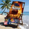 Custom Name Personalized NBA Print Beach Towel, for Trip Camping Beach Party Home Decor, Birthday Gift for Family & Friends