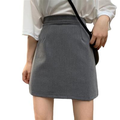 Women High Waist A-line Skirt Spring and Autumn Korean Version All-match Thin Solid Color Suit Skirt
