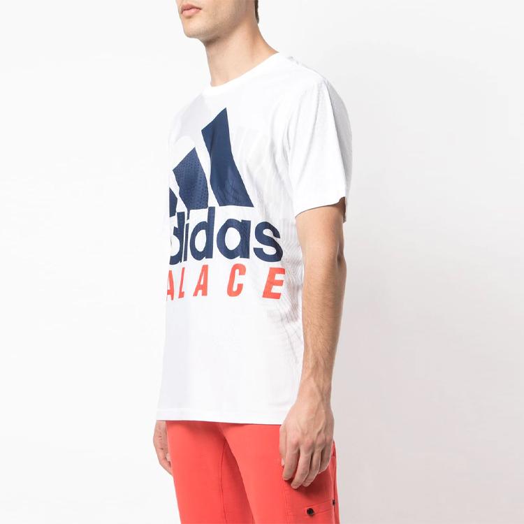Palace X Adidas Co-Branded Loose-Fit Letter Print Short Sleeve T-Shirt Unisex Tops White CZ5906
