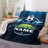Custom Name Soccer Theme Printed Blanket - Perfect for Couch, Bed, Travel & Outdoor Use | Machine Washable, Cozy & Durable.