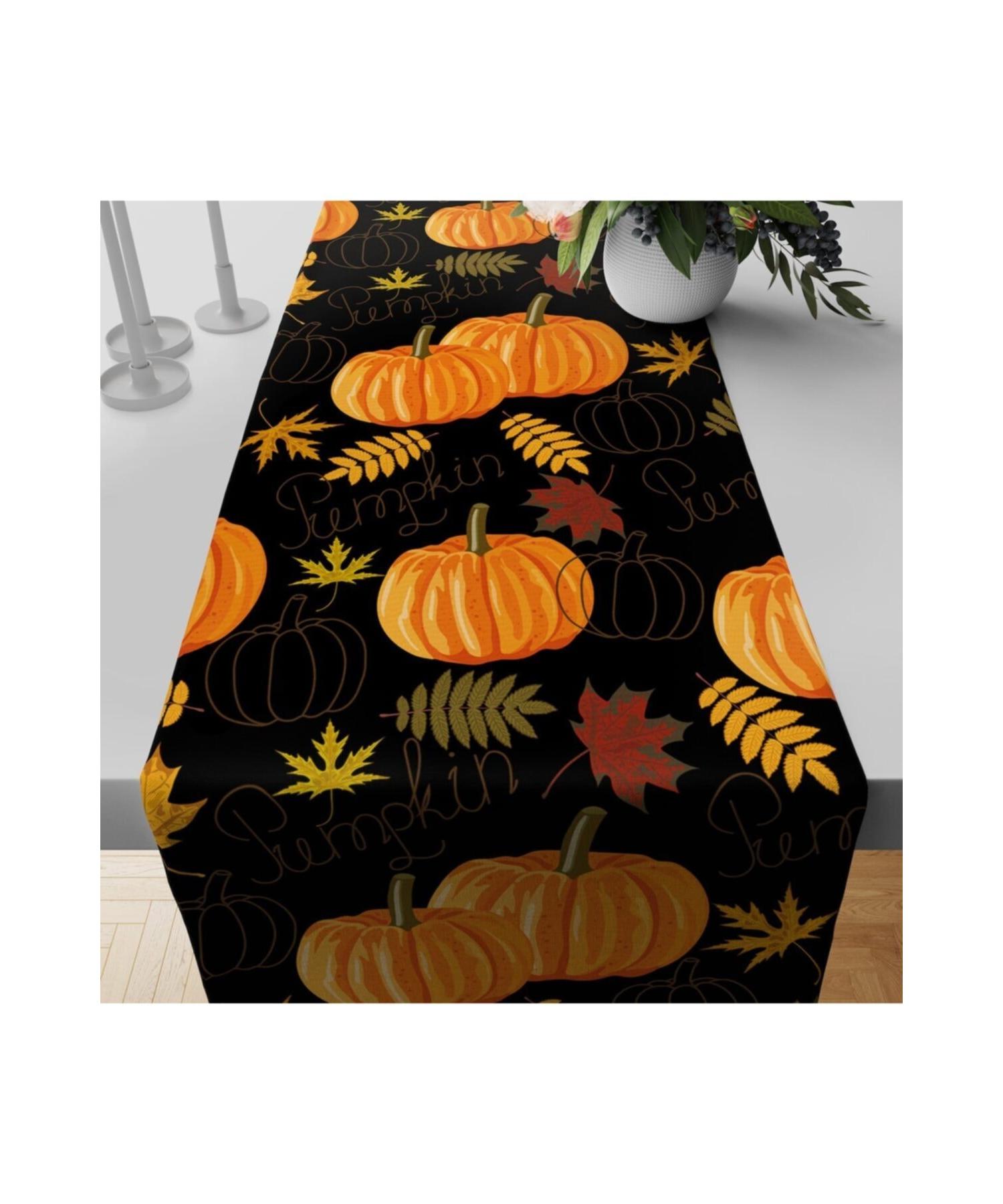

Fall Leafy Pumpkin Black Runner