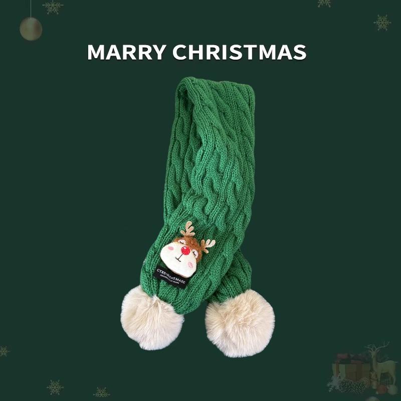 

Children s scarf autumn and winter new Christmas men s red warm children s wool knitted scarf girls thickened scarf Average size