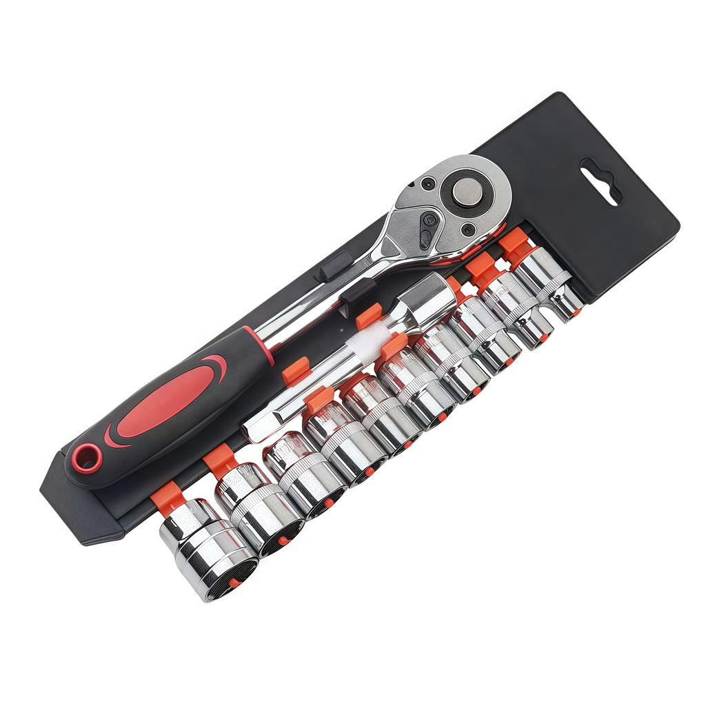12PCS set of automotive repair tools, 1/2 large flying ratchet wrench, quick socket wrench set with ratchet installed tool