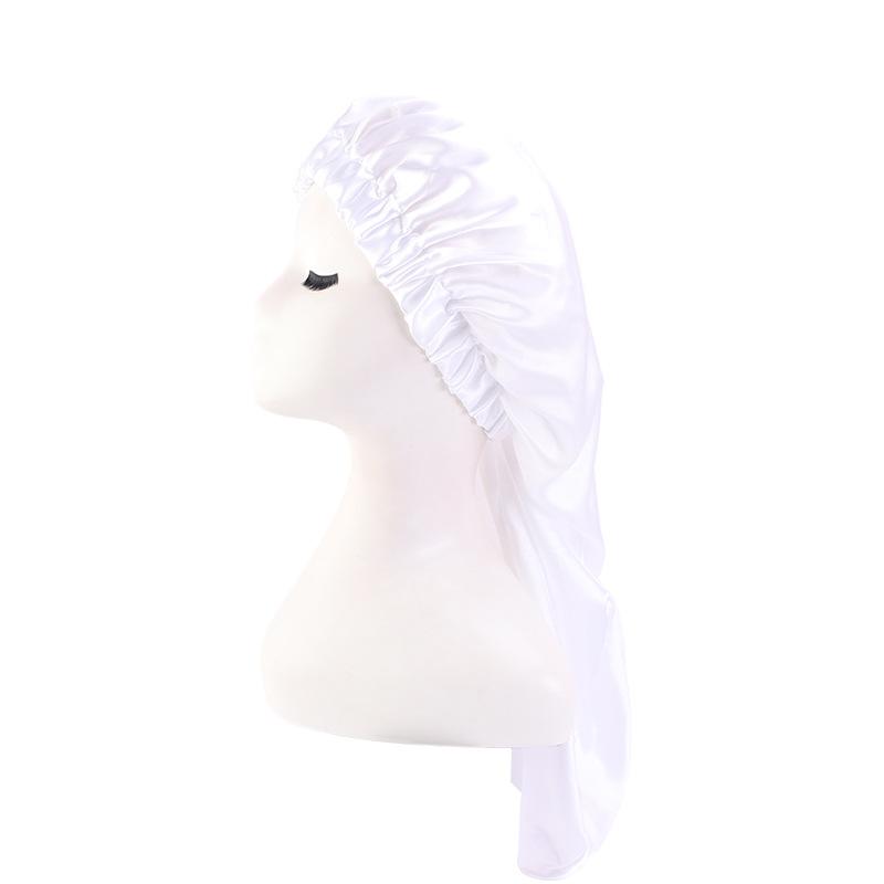 Satin Nightcap, Elastic Buckle Long Tube Hair Care Cap, Dual-Purpose Long Hair Cap, Shower Cap, Headscarf Hat
