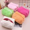 Pure Color Makeup Bag Plush Material Travel Organizer Versatile Storage Bag  Washbag